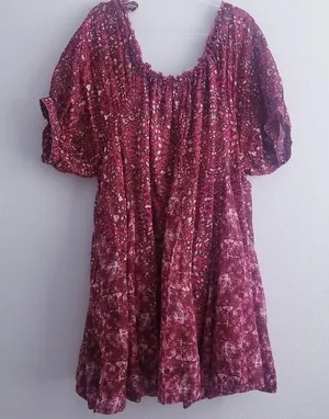 Free People Fuchsia Combo Babydoll Mini Abstract Dress thumbnail 7