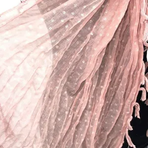 Fantasia Accessories Womens Polka Dot Gauze Polyester Fringed Scarf Pink 22”x72” thumbnail 3