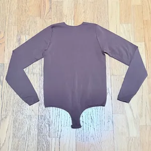 SKIMS Long Sleeve Bodysuit Raw Edge Brown‎ L/XL thumbnail 1
