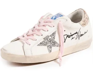 Golden Goose Super-Star Sneakers in white and pink thumbnail 1