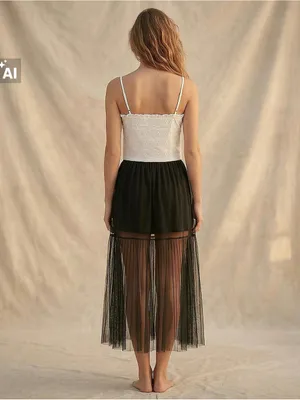 Sinsay Black Sheer Mermaid Maxi Skirt Sexy Mesh Mermaid Long Size XS thumbnail 4