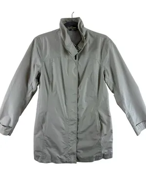 Eddie Bauer Tan Mid-Length High Neck Double Zipper Travex Nylon Jacket Size‎ S thumbnail 1
