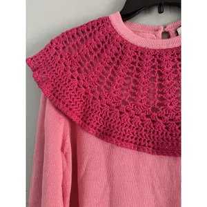 NWT Tuckernuck Mixed Berry Pink Crochet Bettina Sweater Size Medium thumbnail 4