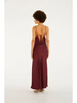 NWOT Farm Rio Ruffled Sleeveless V-Neck Maxi Dress Burgundy Size M thumbnail 3