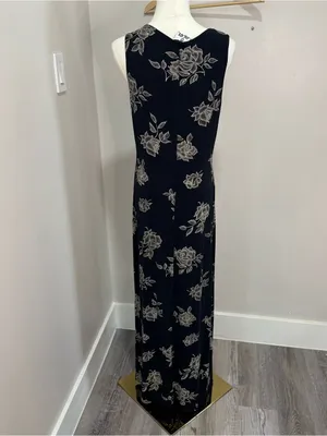 Vintage‎ JALATE black and rose gold floral maxi dress Medium thumbnail 6