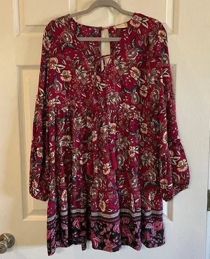 Altar’d State Red Floral Dress size medium thumbnail 1