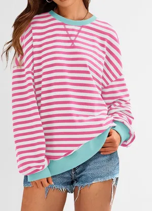 Amazon BTFBM Striped Crew Sweatshirt thumbnail 1