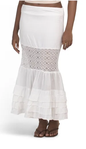 SOLITAIRE Tiered Skirt With Sheer Lace Details thumbnail 1