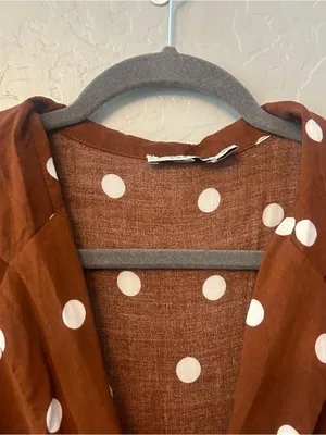 Lulu's Lush louicita rust brown polka dot surplice dress size medium thumbnail 4