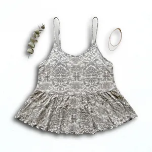 Urban Outfitters Grey White Paisley Babydoll Camisole Peplum Tank Top XS thumbnail 1