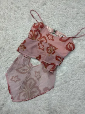 Tiger mist floral orange and pink top thumbnail 1