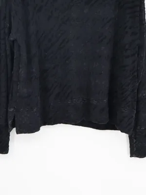 Majestic Filatures Woman's Black Burnout Velvet Cowl Neck Long Sleeve Top XL thumbnail 3