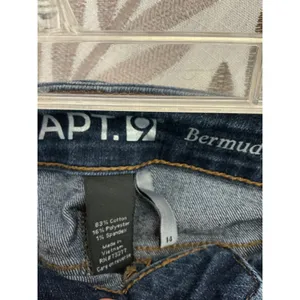 Apt. 9 Bermuda Shorts Size 14 Dark Wash Cuffed Distressed Denim thumbnail 5