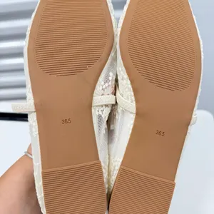 Susanny‎ Airy Lace White Ballerina Flats Square Toe Mary Jane Mesh Sequins 6.5 thumbnail 4