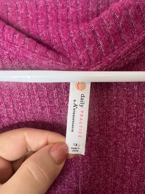NWT Anthropologie Daily Practice Magenta Ribbed Collared Maxi Wrap dress thumbnail 5