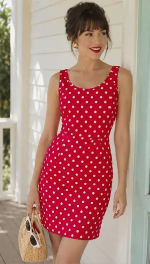 My Michelle Vintage Red and White Polka Dot Mini Dress thumbnail 1