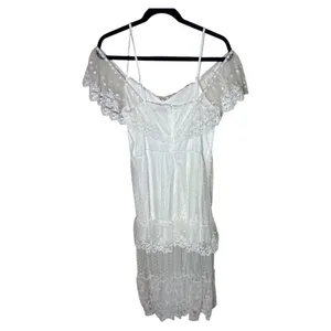 White Ruffled Tiered High Low Dress thumbnail 4
