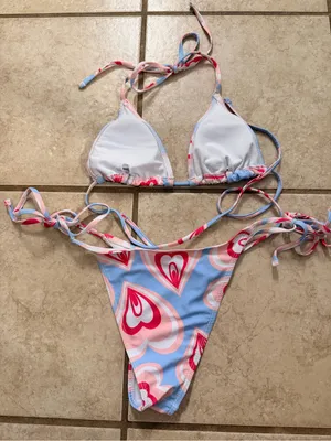 PacSun Swim Heart Print String Bikini + Matching Sarong thumbnail 3