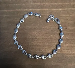 RN Signed Rhinestone Heart Link Bracelet Silver thumbnail 5