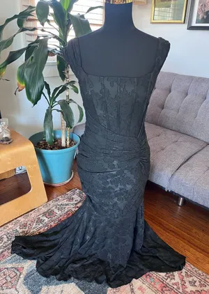NWT Wicked AF drapped bodice gown size S Black thumbnail 1