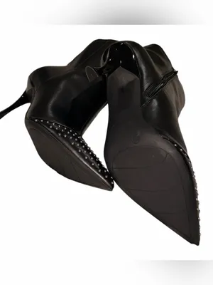 NEW Nine West Black Faux Leather Studded Pointed Toe Ankle Booties Size 10 thumbnail 6
