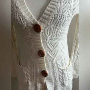 Vintage Gap wool blend open cable knit v neck cardigan medium thumbnail 5