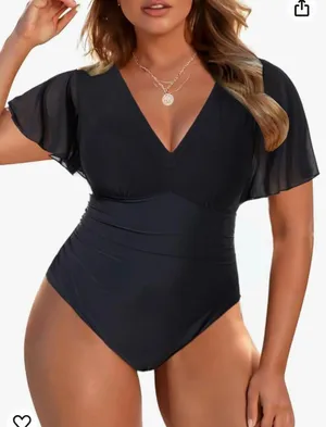 Yonique Plus Size Swimsuits for Women One Piece Tummy Control Bathing Suits Ruffle Swimwear thumbnail 1