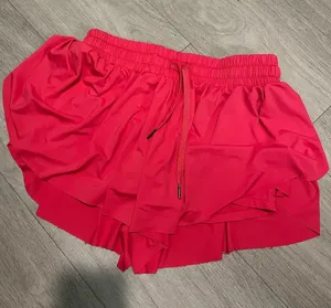 Women's Hot Pink Ruffle Athletic Shorts thumbnail 1
