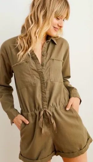 Aerie NWT green utility romper size xs thumbnail 1