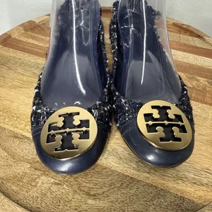 TORY BURCH Serena Reva Rare Navy White Boucle Tweed Ballet Flat Sz 8.5 $225‎ thumbnail 6