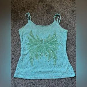 Euro Beaded Tank Top Blue Size M thumbnail 1
