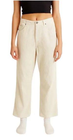 Urban Outfitters - High & Wide Corduroy Cream Y2K Grunge Wide Leg Pants Sz 31 thumbnail 1