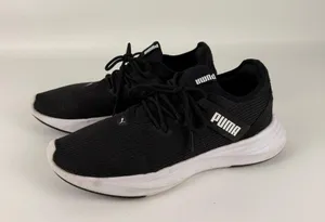 Puma Black Athletic Shoes with White Soles thumbnail 1