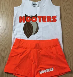 B21 New Womens 2Pc Hooters Girl Uniform Tank and Shorts Size fit Xs/Small/Medium thumbnail 1