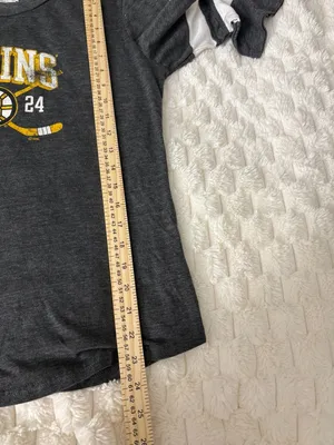 Boston Bruins Fanatics Women's Gray 3/4 Sleeve Striped T-Shirt Medium thumbnail 4