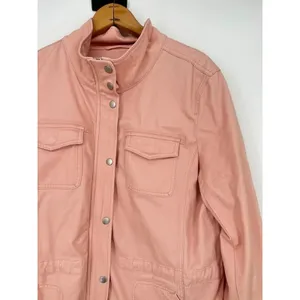 Talbots Utility Safari Jacket Size XL‎ Snap Zip Front Pockets Peach Pink Casual thumbnail 2