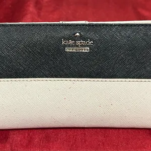 Kate Spade Black & Cream Wallet-Preowned-see wear in pics-Will heavily discount thumbnail 2