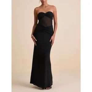 Lulu’s Maxi Dress Mesh Strapless Ursella Size S Black thumbnail 8