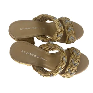 Stuart Weitzman Lana 85 Raffia Crystal Slide Sandals Estimated Size 9 thumbnail 13