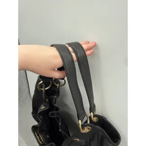 Michael Kors‎ Black Pebbled Leather Hobo Bag Large Gold Hardware Drawstring Y2K thumbnail 8