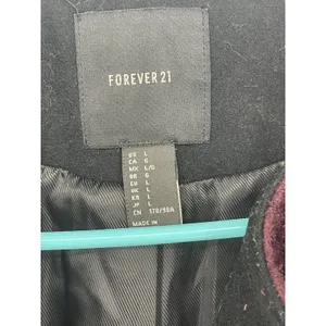 Forever21 Moto Wool Jacket Womens Size L Burgundy, Gold Zipper‎ thumbnail 2