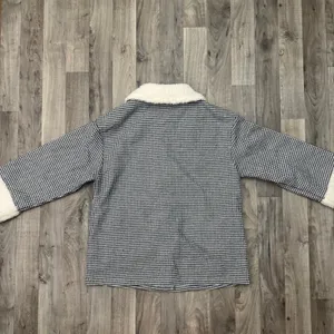 Houndstooth plaid Sherpa collar jacket black and white thumbnail 4