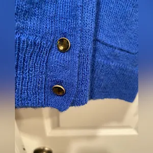 J. Crew Size M Royal Blue Long Sleeve Italian Spun Alpaca Blend Button Cardigan thumbnail 7