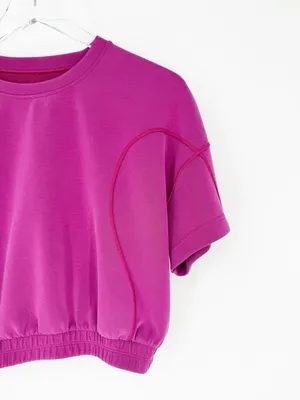 Lululemon Softstreme Gathered T-Shirt Women's 10 Magenta Purple thumbnail 4