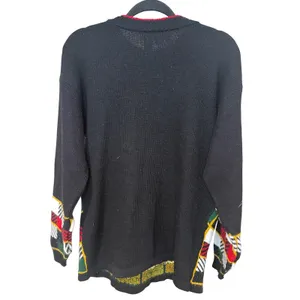 Vintage Dana Scott Christmas Cat Plaid Knit Sweater Holiday Black Red Size Small thumbnail 3