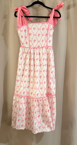 Entro Pink and White Floral Tie-Shoulder Sundress thumbnail 1