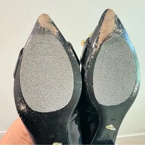 Diane Von Furstenberg Black Patent Leather‎ Pointed Toe Flats 8M thumbnail 6