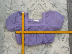 Mustard Seed Lavender Purple Puff Sleeve Crop Top Square Neck Size Small thumbnail 9