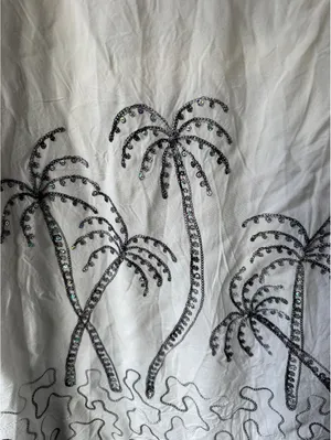 Raya Sun White Sleeveless Dress with Sequin Palm Tree Embroidery Size M thumbnail 5
