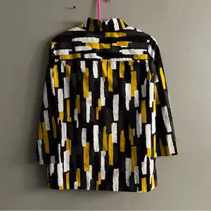 COS Multicolor Geometric Print Long Sleeve Ruffle Tie Neck Relaxed Blouse EU 36 thumbnail 3